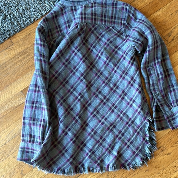CABI Highland Flannel Button Down Shirt Gray / Plum Size Medium - Picture 12 of 12